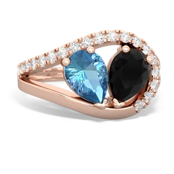 Blue Topaz Nestled Heart Keepsake 14K Rose Gold ring R5650