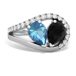 Blue Topaz Nestled Heart Keepsake 14K White Gold ring R5650