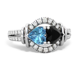 Blue Topaz Art-Deco Keepsake 14K White Gold ring R5630