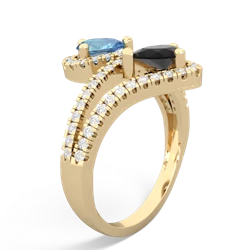 Blue Topaz Diamond Dazzler 14K Yellow Gold ring R3000