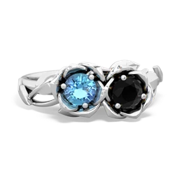 Blue Topaz Rose Garden 14K White Gold ring R5510