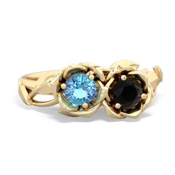 Blue Topaz Rose Garden 14K Yellow Gold ring R5510