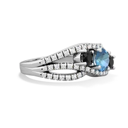 Blue Topaz Three Stone Aurora 14K White Gold ring R3080