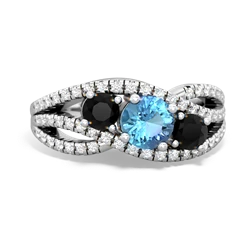 Blue Topaz Three Stone Aurora 14K White Gold ring R3080