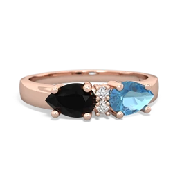 Blue Topaz Pear Bowtie 14K Rose Gold ring R0865