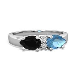 Blue Topaz Pear Bowtie 14K White Gold ring R0865