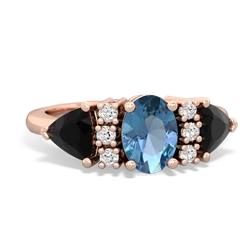 Blue Topaz Antique Style Three Stone 14K Rose Gold ring R2186