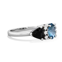 Blue Topaz Antique Style Three Stone 14K White Gold ring R2186