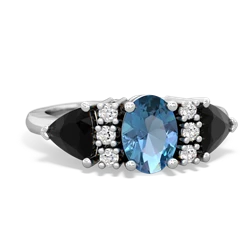 Blue Topaz Antique Style Three Stone 14K White Gold ring R2186