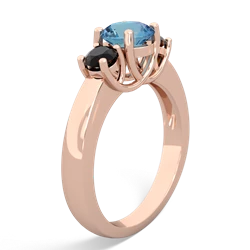 Blue Topaz Three Stone Round Trellis 14K Rose Gold ring R4018