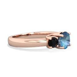 Blue Topaz Three Stone Round Trellis 14K Rose Gold ring R4018