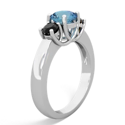 Blue Topaz Three Stone Round Trellis 14K White Gold ring R4018