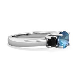 Blue Topaz Three Stone Round Trellis 14K White Gold ring R4018