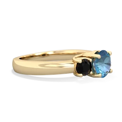 Blue Topaz Three Stone Round Trellis 14K Yellow Gold ring R4018