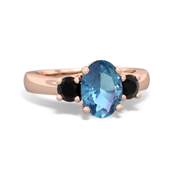 Blue Topaz Three Stone Oval Trellis 14K Rose Gold ring R4024