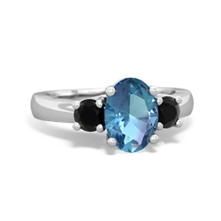 Blue Topaz Three Stone Oval Trellis 14K White Gold ring R4024