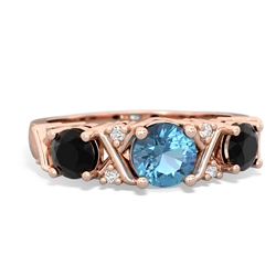 Blue Topaz Hugs And Kisses 14K Rose Gold ring R5016