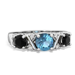 Blue Topaz Hugs And Kisses 14K White Gold ring R5016