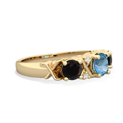 Blue Topaz Hugs And Kisses 14K Yellow Gold ring R5016