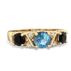 Blue Topaz Hugs And Kisses 14K Yellow Gold ring R5016