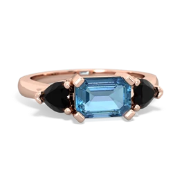 Blue Topaz Three Stone 14K Rose Gold ring R5235