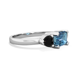 Blue Topaz Three Stone 14K White Gold ring R5235