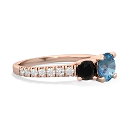 Blue Topaz Pave Trellis 14K Rose Gold ring R5500