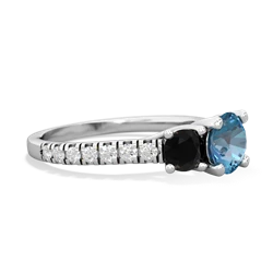 Blue Topaz Pave Trellis 14K White Gold ring R5500