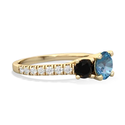 Blue Topaz Pave Trellis 14K Yellow Gold ring R5500