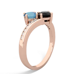 Blue Topaz Channel Set Two Stone 14K Rose Gold ring R5303