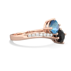 Blue Topaz Channel Set Two Stone 14K Rose Gold ring R5303