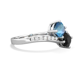 Blue Topaz Channel Set Two Stone 14K White Gold ring R5303