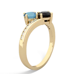 Blue Topaz Channel Set Two Stone 14K Yellow Gold ring R5303