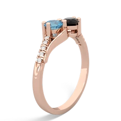 Blue Topaz Infinity Pave Two Stone 14K Rose Gold ring R5285