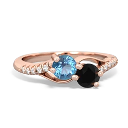 Blue Topaz Infinity Pave Two Stone 14K Rose Gold ring R5285