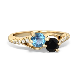 Blue Topaz Infinity Pave Two Stone 14K Yellow Gold ring R5285