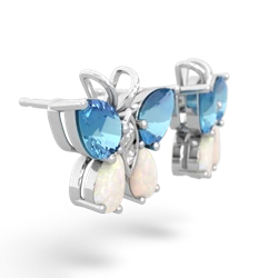 Blue Topaz Butterfly 14K White Gold earrings E2215