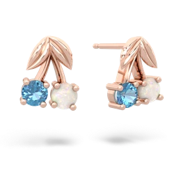 Blue Topaz Sweet Cherries 14K Rose Gold earrings E7001