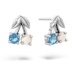 Blue Topaz Sweet Cherries 14K White Gold earrings E7001