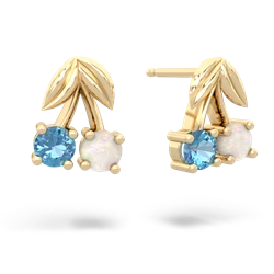 Blue Topaz Sweet Cherries 14K Yellow Gold earrings E7001