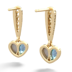 Blue Topaz Filligree Heart 14K Yellow Gold earrings E5070