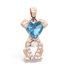 Blue Topaz Puppy Love 14K Rose Gold pendant P5800