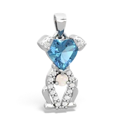 Blue Topaz Puppy Love 14K White Gold pendant P5800