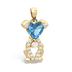 Blue Topaz Puppy Love 14K Yellow Gold pendant P5800