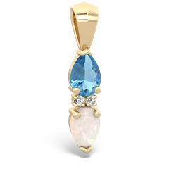 Blue Topaz Bowtie Drop 14K Yellow Gold pendant P0865
