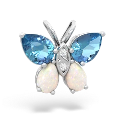 Blue Topaz Butterfly 14K White Gold pendant P2215