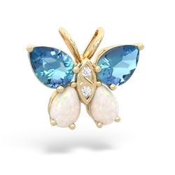 Blue Topaz Butterfly 14K Yellow Gold pendant P2215