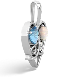 Blue Topaz Celtic Trinity Heart 14K White Gold pendant P5331