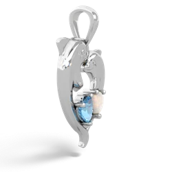 Blue Topaz Dolphin Heart 14K White Gold pendant P5820