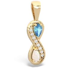 Blue Topaz Diamond Infinity 14K Yellow Gold pendant P5390